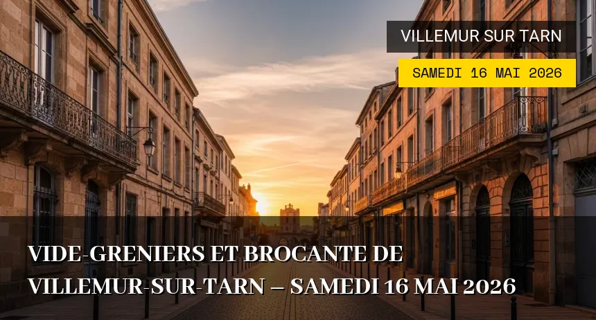 Affiche de l'événement : Vide-greniers et Brocante de Villemur-sur-Tarn – Samedi 16 Mai 2026