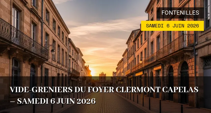 Affiche de l'événement : Vide-greniers du Foyer Clermont Capelas – Samedi 6 Juin 2026