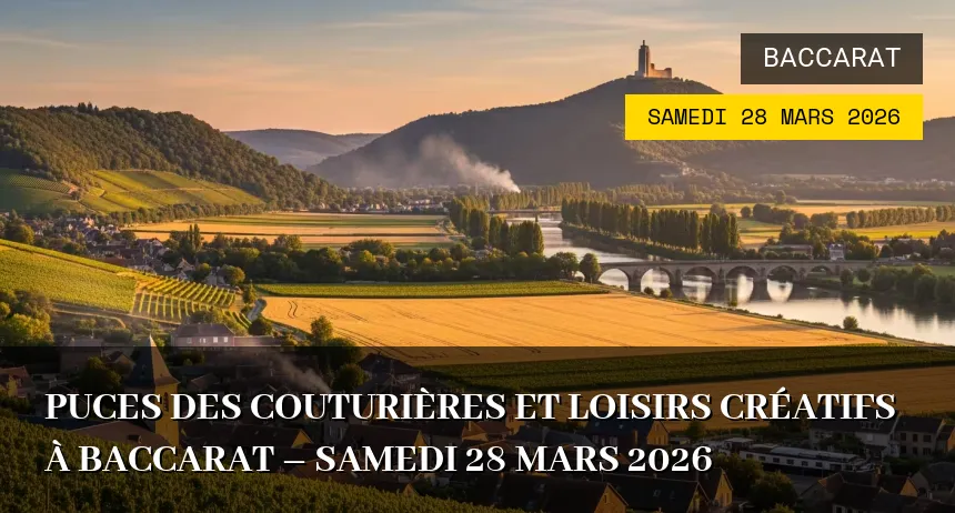 Affiche de l'événement : Puces des couturières et loisirs créatifs à Baccarat – Samedi 28 Mars 2026