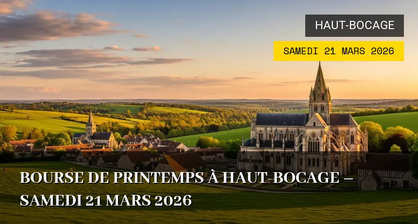 Affiche de l'événement : Bourse de Printemps à Haut-Bocage – Samedi 21 Mars 2026