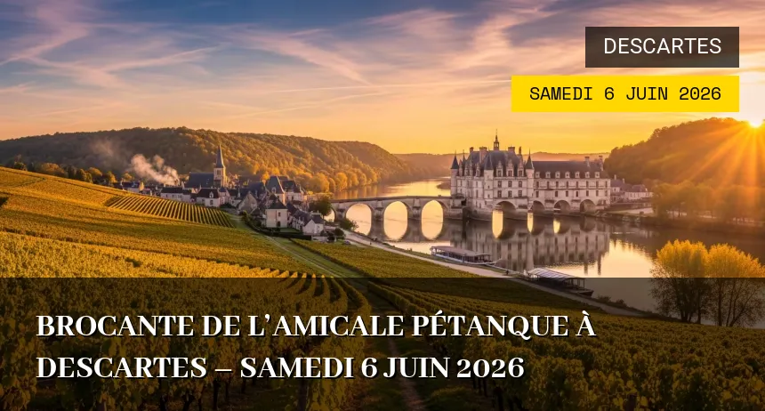 Affiche de l'événement : Brocante de l&rsquo;Amicale Pétanque à Descartes – Samedi 6 Juin 2026