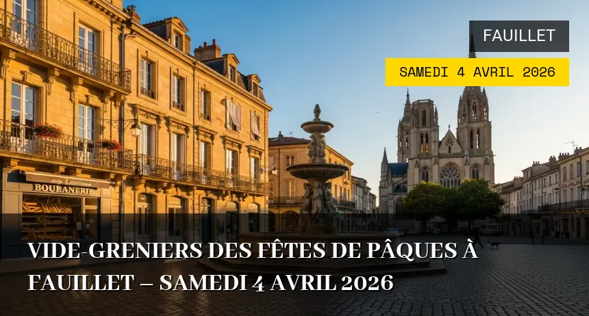 Affiche de l'événement : Vide-greniers des Fêtes de Pâques à Fauillet – Samedi 4 Avril 2026
