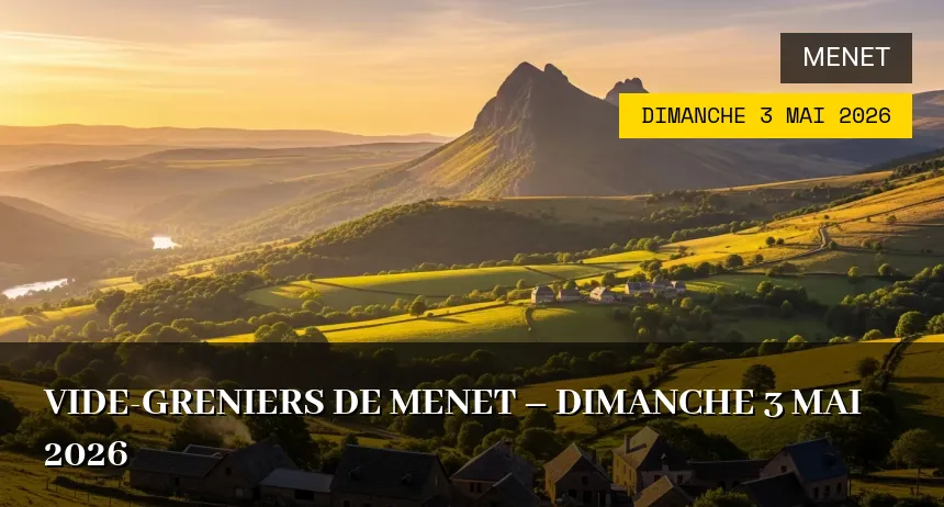 Affiche de l'événement : Vide-greniers de Menet – Dimanche 3 Mai 2026