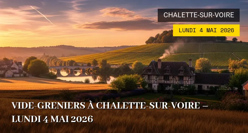 Affiche de l'événement : Vide-greniers à Chalette-sur-Voire – Lundi 4 Mai 2026