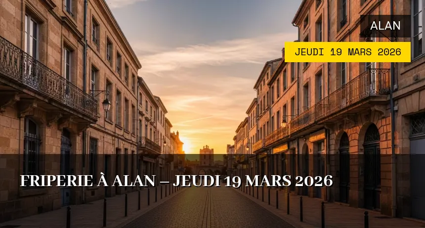 Affiche de l'événement : Friperie à Alan – Jeudi 19 Mars 2026