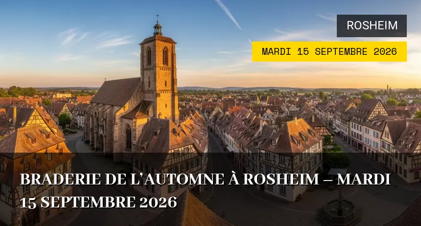 Affiche de l'événement : Braderie de l&rsquo;Automne à Rosheim – Mardi 15 Septembre 2026