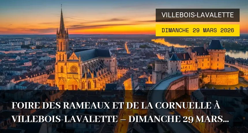 Affiche de l'événement : Foire des Rameaux et de la Cornuelle à Villebois-Lavalette – Dimanche 29 Mars 2026