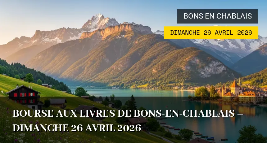 Affiche de l'événement : Bourse aux Livres de Bons-en-Chablais – Dimanche 26 Avril 2026