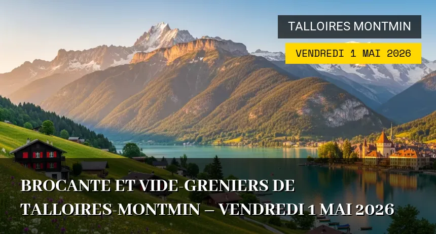 Affiche de l'événement : Brocante et Vide-greniers de Talloires-Montmin – Vendredi 1 Mai 2026