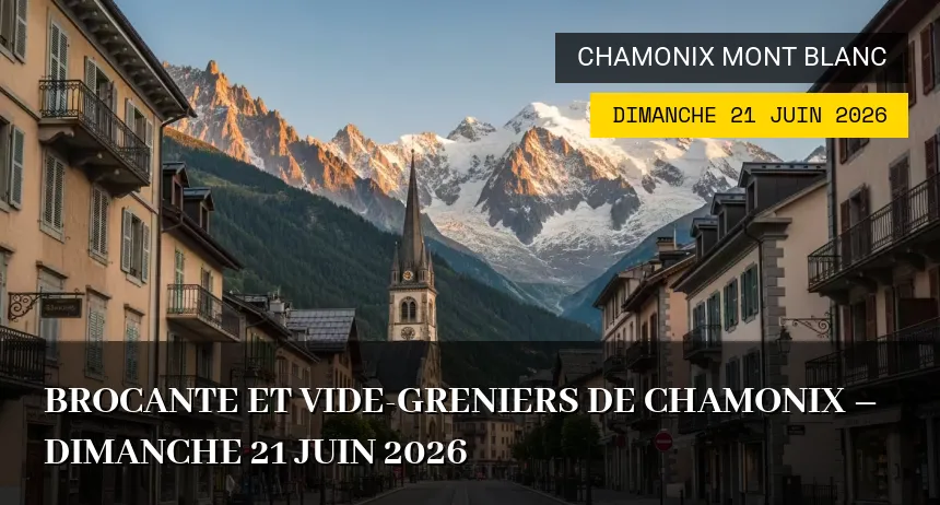 Affiche de l'événement : Brocante et Vide-greniers de Chamonix – Dimanche 21 Juin 2026