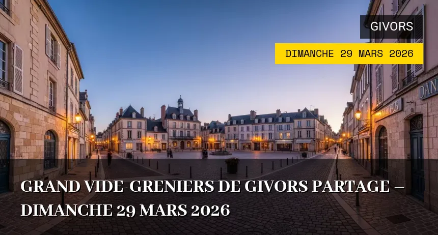 Affiche de l'événement : Grand Vide-greniers de Givors Partage – Dimanche 29 Mars 2026
