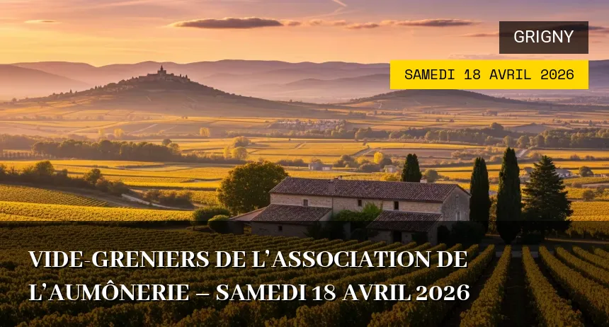 Affiche de l'événement : Vide-greniers de l&rsquo;Association de l&rsquo;Aumônerie – Samedi 18 Avril 2026