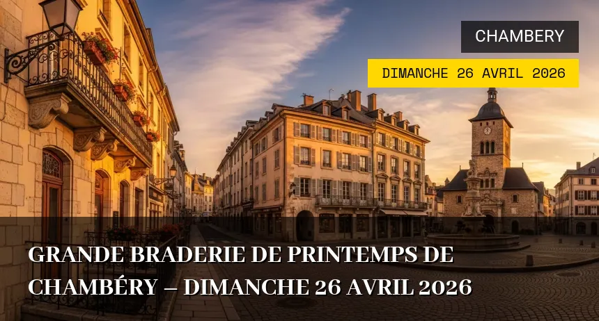 Affiche de l'événement : Grande Braderie de Printemps de Chambéry – Dimanche 26 Avril 2026