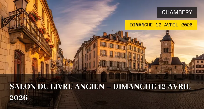 Affiche de l'événement : Salon du Livre Ancien – Dimanche 12 Avril 2026