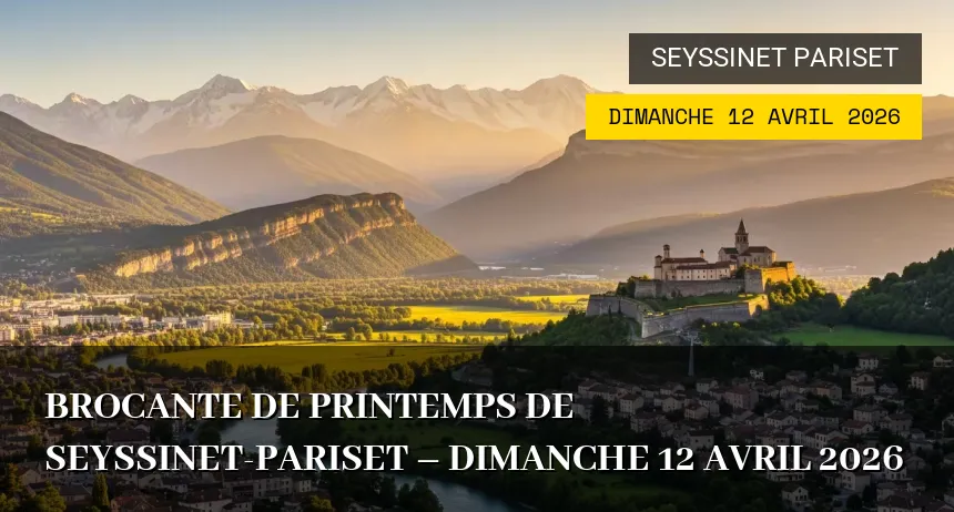 Affiche de l'événement : Brocante de Printemps de Seyssinet-Pariset – Dimanche 12 Avril 2026