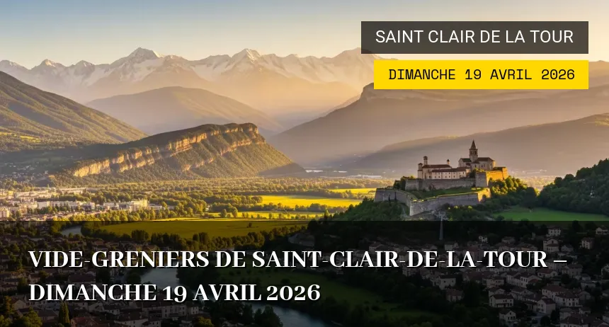 Affiche de l'événement : Vide-greniers de Saint-Clair-de-la-Tour – Dimanche 19 Avril 2026