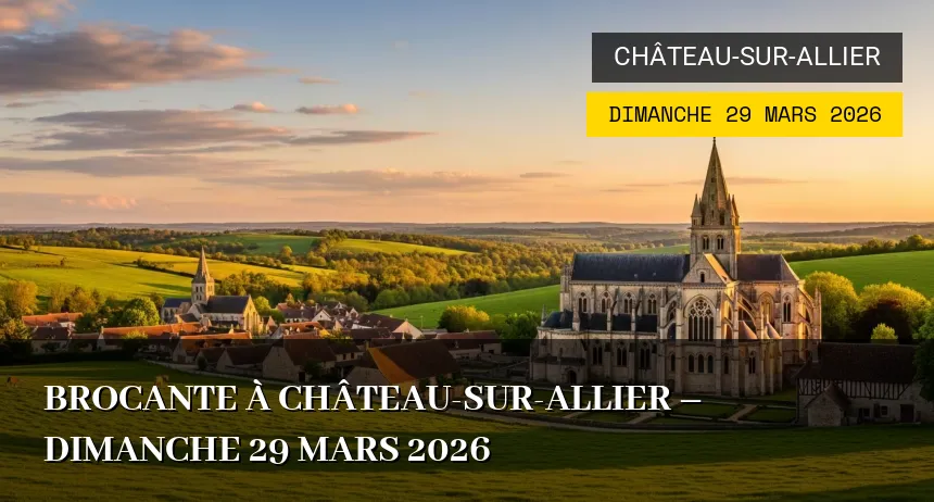 Affiche de l'événement : Brocante à Château-sur-Allier – Dimanche 29 Mars 2026