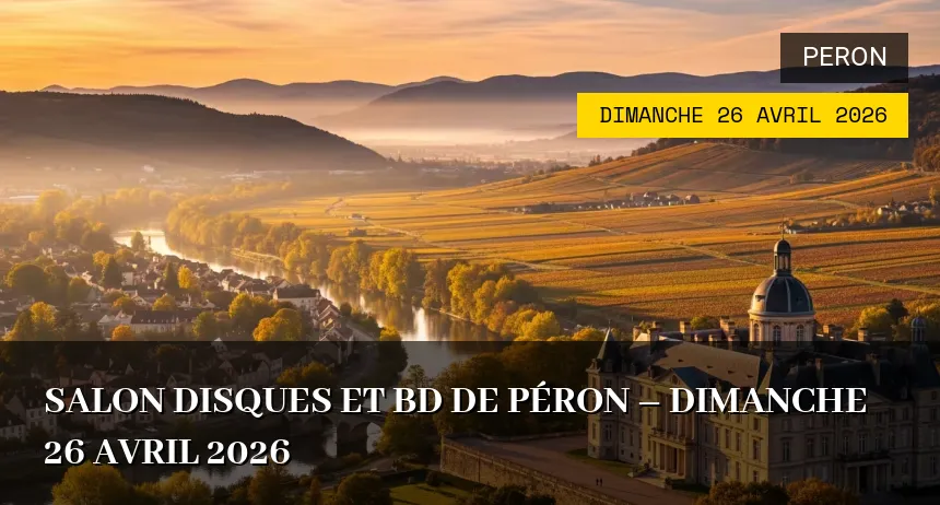 Affiche de l'événement : Salon Disques et BD de Péron – Dimanche 26 Avril 2026