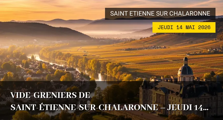 Affiche de l'événement : Vide-greniers de Saint-Étienne-sur-Chalaronne – Jeudi 14 Mai 2026