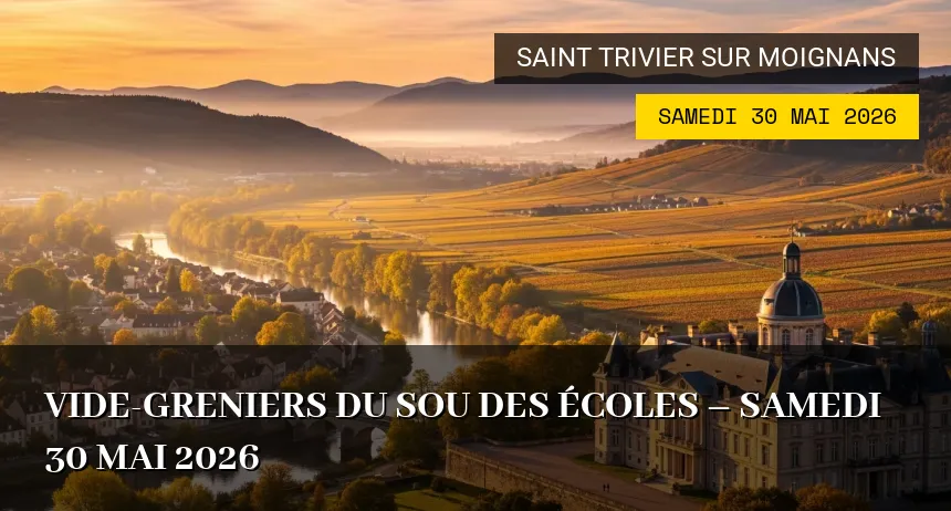 Affiche de l'événement : Vide-greniers du Sou des Écoles – Samedi 30 Mai 2026
