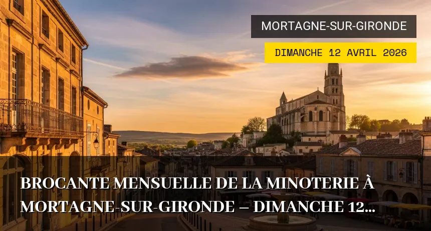 Affiche de l'événement : Brocante Mensuelle de la Minoterie à Mortagne-sur-Gironde – Dimanche 12 Avril 2026
