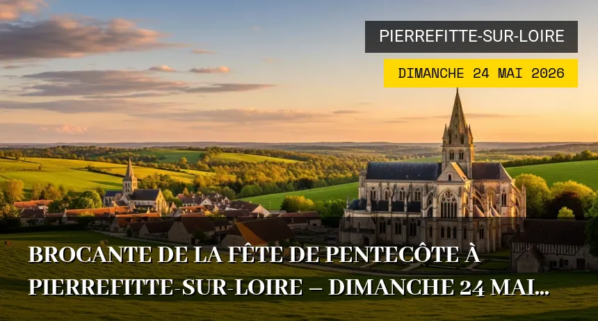 Affiche de l'événement : Brocante de la Pentecôte à Pierrefitte-sur-Loire – Dimanche 24 Mai 2026