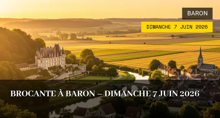 Affiche de l'événement : Brocante à Baron – Dimanche 7 Juin 2026