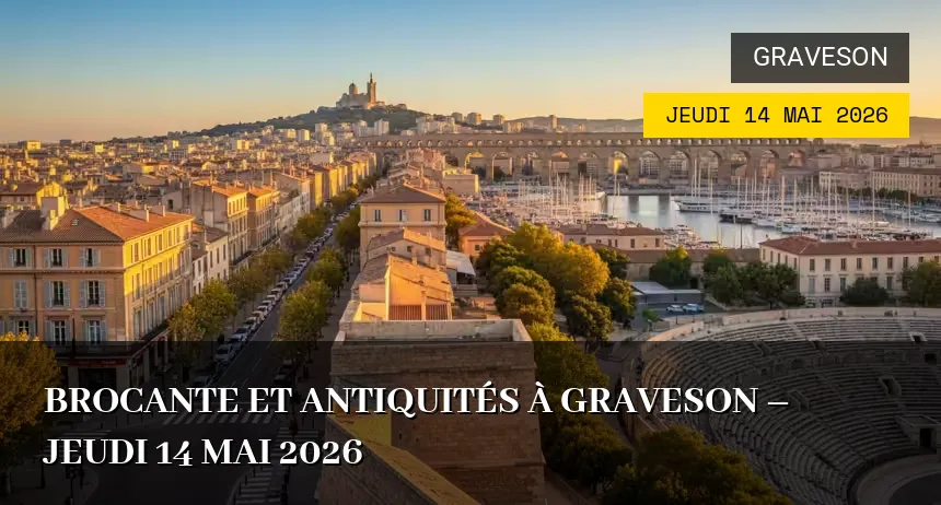 Affiche de l'événement : Brocante et Antiquités à Graveson – Jeudi 14 Mai 2026