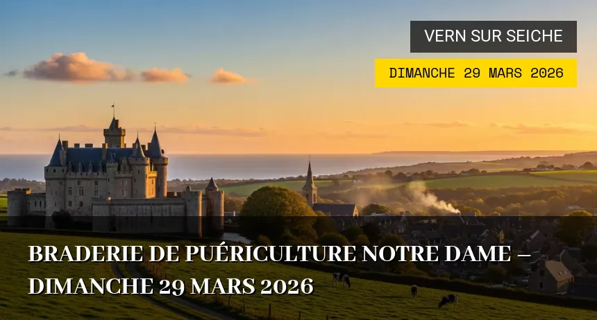 Affiche de l'événement : Braderie de Puériculture Notre Dame – Dimanche 29 Mars 2026