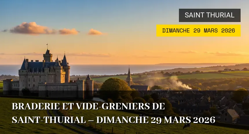 Affiche de l'événement : Braderie et Vide-greniers de Saint-Thurial – Dimanche 29 Mars 2026