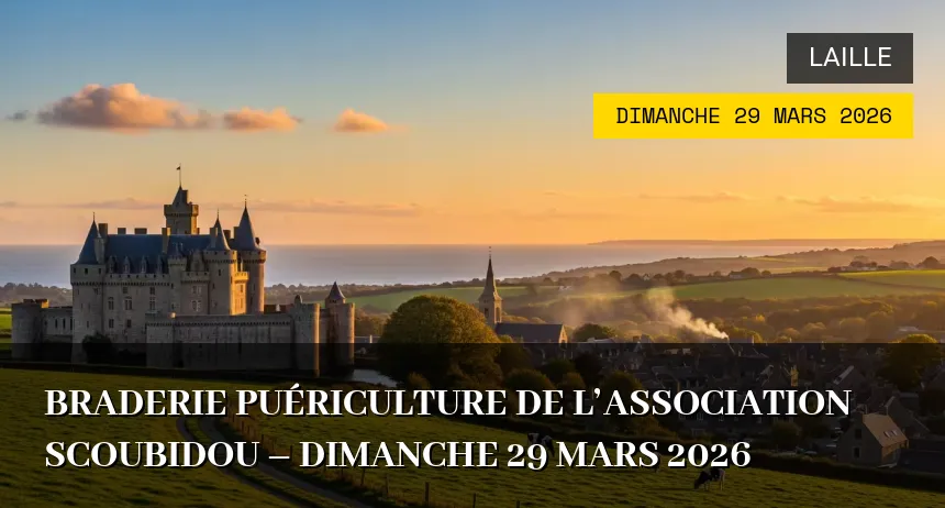 Affiche de l'événement : Braderie Puériculture de l&rsquo;Association Scoubidou – Dimanche 29 Mars 2026