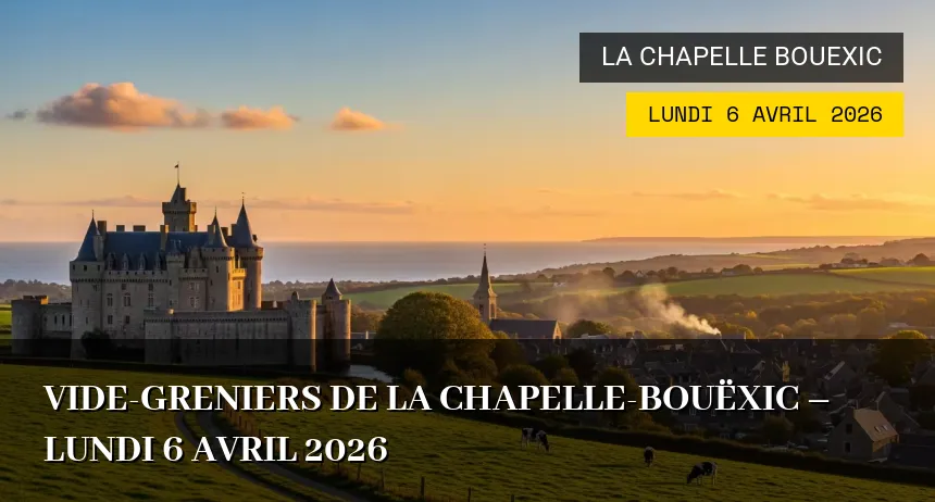 Affiche de l'événement : Vide-greniers de La Chapelle-Bouëxic – Lundi 6 Avril 2026