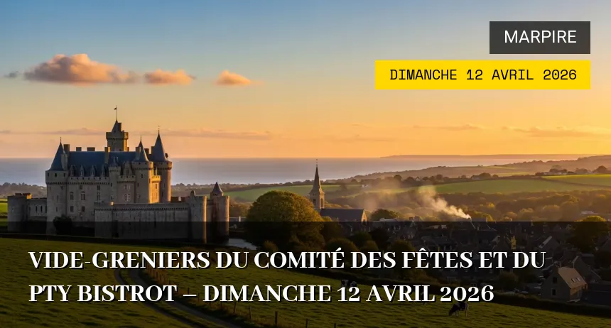 Affiche de l'événement : Vide-greniers du Comité des Fêtes et du Pty Bistrot – Dimanche 12 Avril 2026