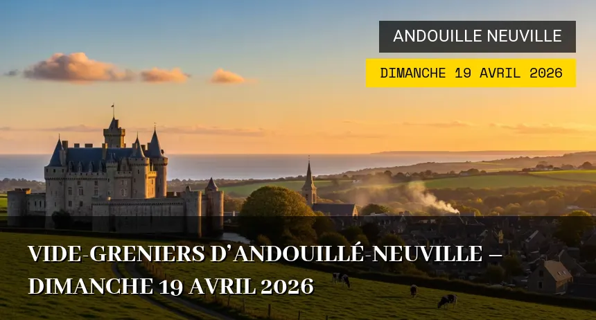 Affiche de l'événement : Vide-greniers d&rsquo;Andouillé-Neuville – Dimanche 19 Avril 2026