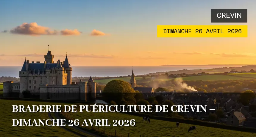 Affiche de l'événement : Braderie de Puériculture de Crevin – Dimanche 26 Avril 2026