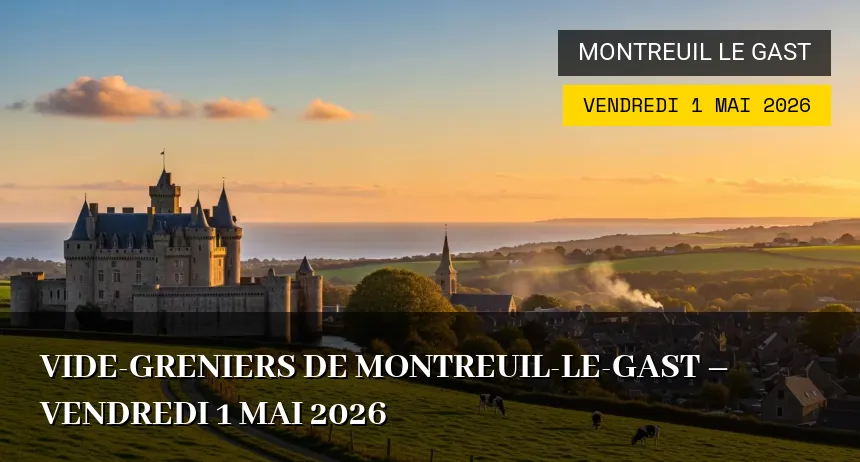 Affiche de l'événement : Vide-greniers de Montreuil-le-Gast – Vendredi 1 Mai 2026