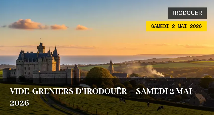 Affiche de l'événement : Vide-greniers d&rsquo;Irodouër – Samedi 2 Mai 2026