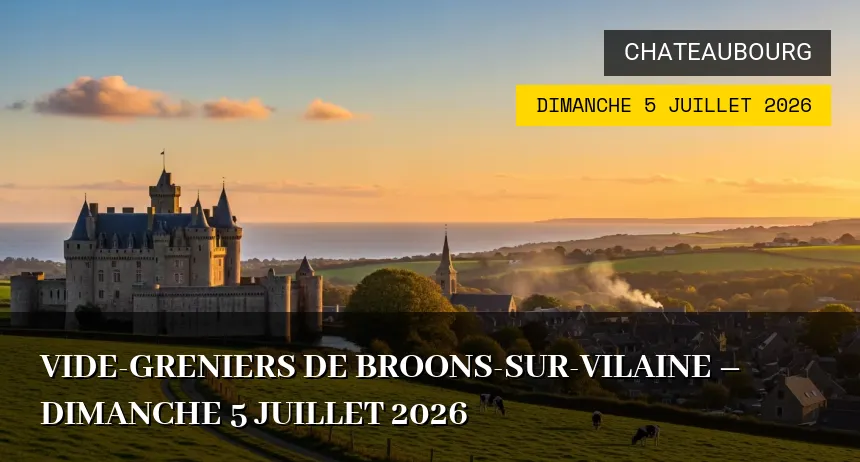 Affiche de l'événement : Vide-greniers de Broons-sur-Vilaine – Dimanche 5 Juillet 2026