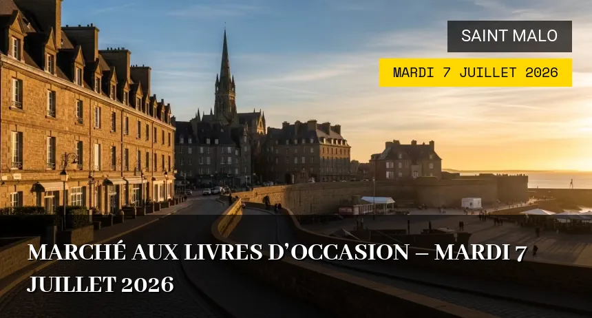 Affiche de l'événement : Marché aux livres d&rsquo;occasion – Mardi 7 Juillet 2026