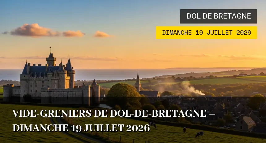 Affiche de l'événement : Vide-greniers de Dol-de-Bretagne – Dimanche 19 Juillet 2026
