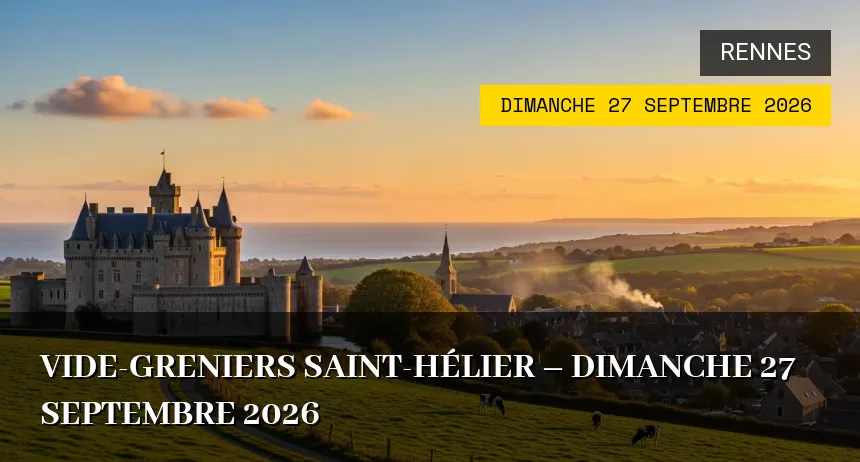 Affiche de l'événement : Vide-greniers Saint-Hélier – Dimanche 27 Septembre 2026