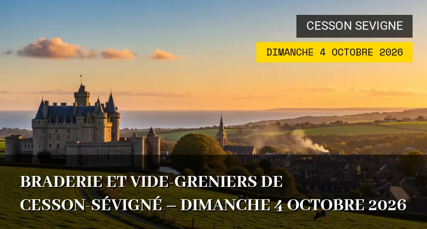 Affiche de l'événement : Braderie et Vide-greniers de Cesson-Sévigné – Dimanche 4 Octobre 2026