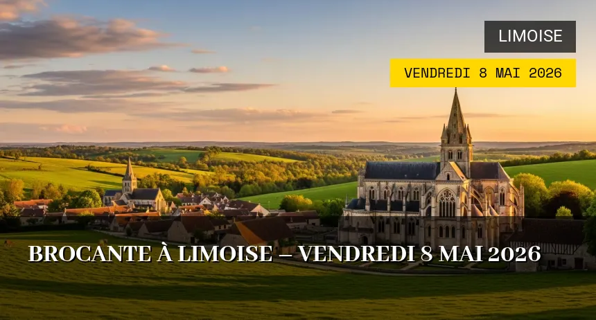 Affiche de l'événement : Brocante à Limoise – Vendredi 8 Mai 2026