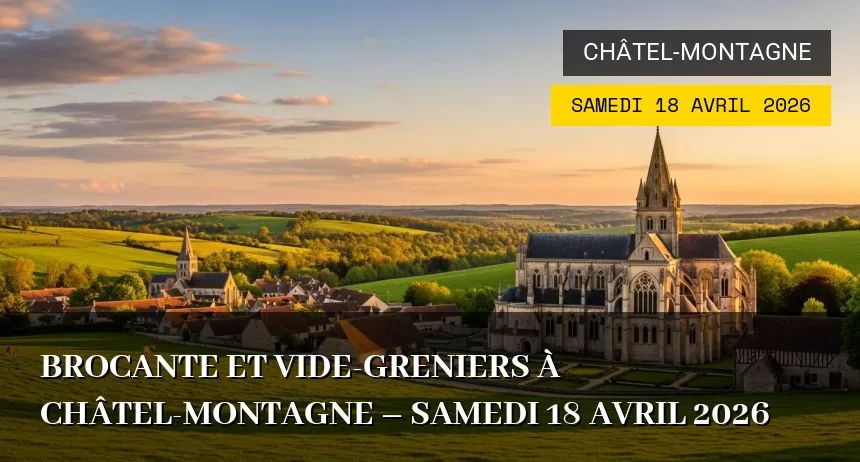 Affiche de l'événement : Brocante et Vide-Greniers à Châtel-Montagne – Samedi 18 Avril 2026
