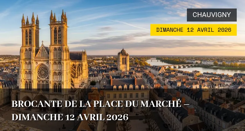 Affiche de l'événement : Brocante de la Place du Marché – Dimanche 12 Avril 2026