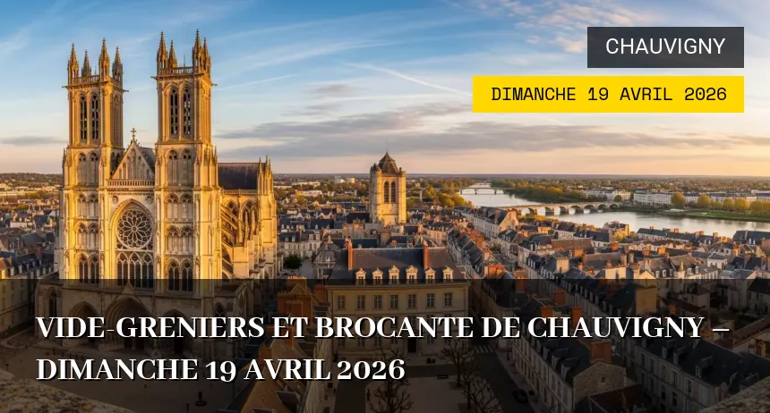 Affiche de l'événement : Vide-greniers et Brocante de Chauvigny – Dimanche 19 Avril 2026