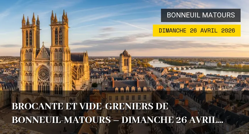Affiche de l'événement : Brocante et Vide-greniers de Bonneuil-Matours – Dimanche 26 Avril 2026