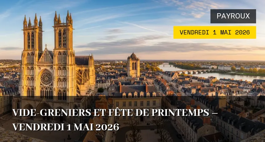 Affiche de l'événement : Vide-greniers et Fête de Printemps – Vendredi 1 Mai 2026