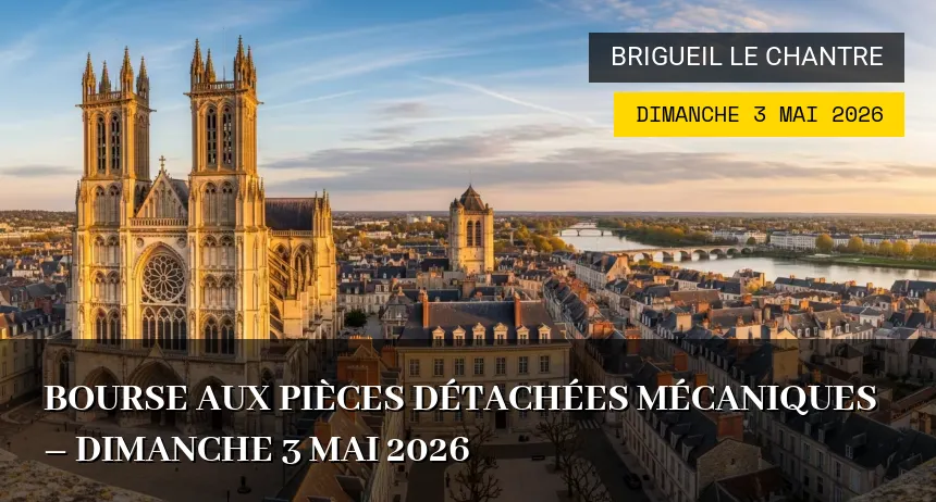 Affiche de l'événement : Bourse aux Pièces Détachées Mécaniques – Dimanche 3 Mai 2026