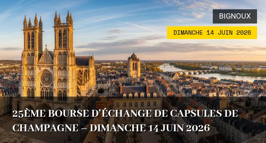 Affiche de l'événement : 25ème Bourse d&rsquo;Échange de Capsules de Champagne – Dimanche 14 Juin 2026